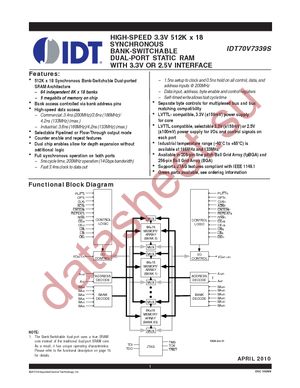 IDT70V7339S133DDI datasheet  